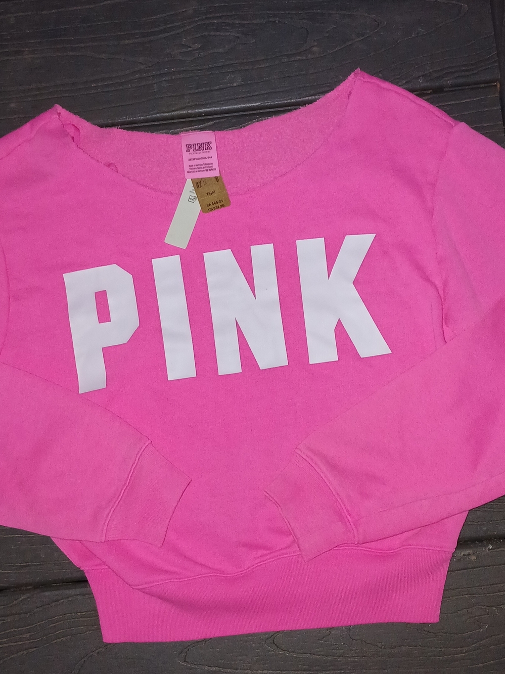 PINK Victoria's Secret Bright Pink Crewneck Sweatshirt with White Logo